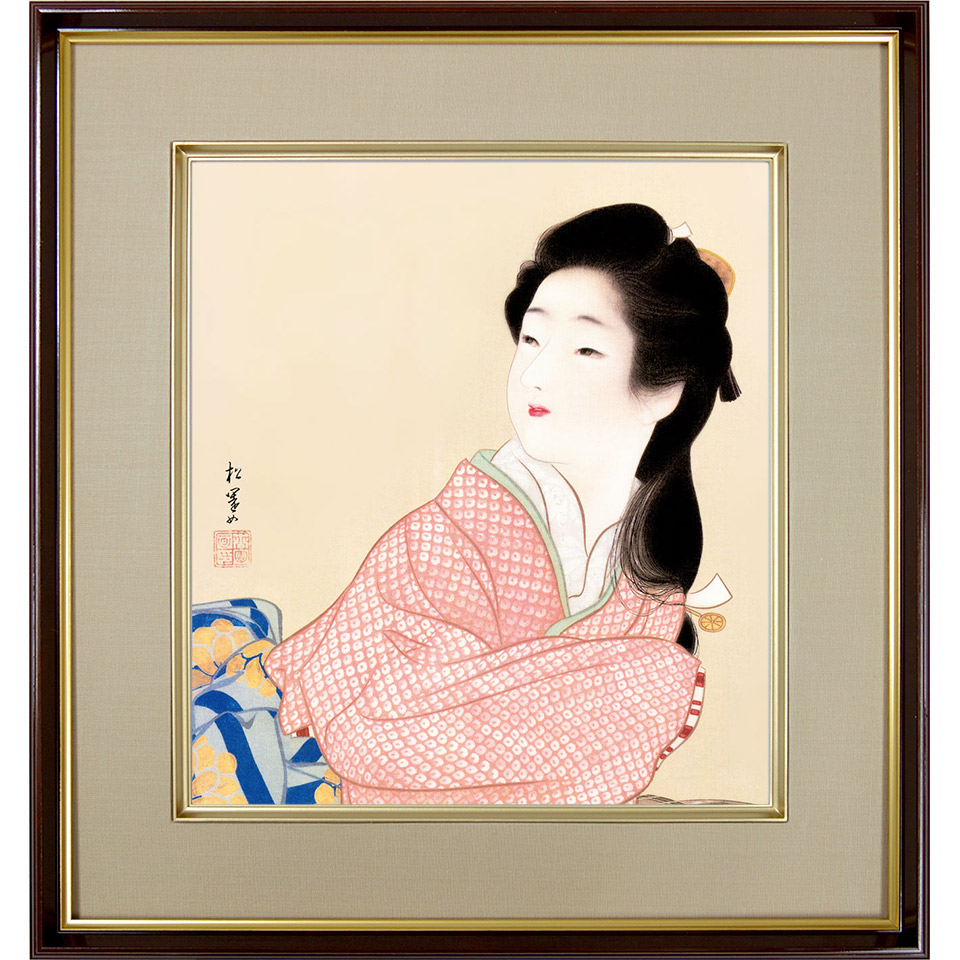 楽天市場】上村松園「紅葉可里図」複製画 額入り 色紙額 特殊