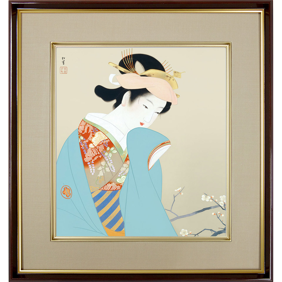 楽天市場】上村松園「紅葉可里図」複製画 額入り 色紙額 特殊