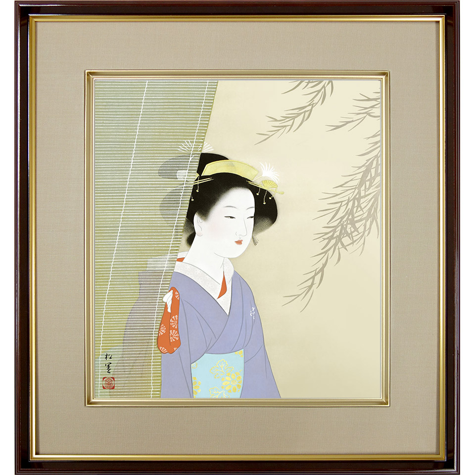 楽天市場】上村松園「序の舞」複製画 額入り 色紙額 特殊工芸画