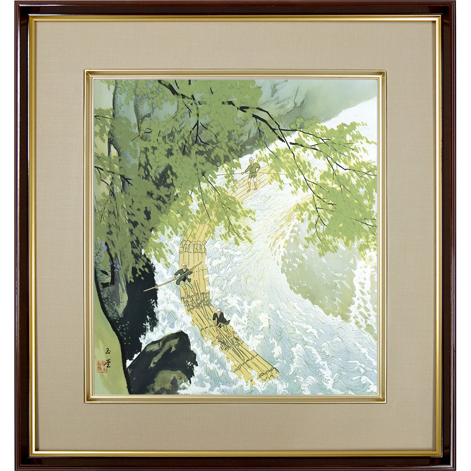 楽天市場】川合玉堂「鶺鴒」 複製画 額入り 色紙額 特殊工芸画