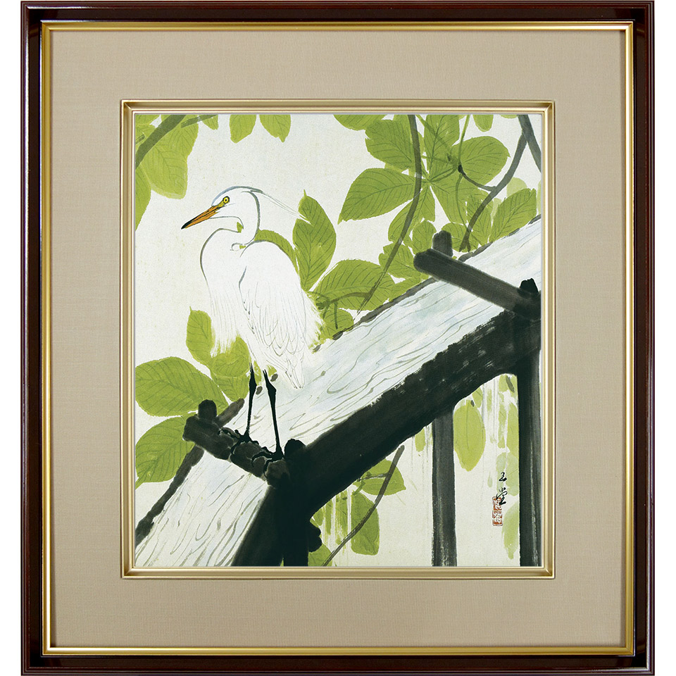 楽天市場】川合玉堂「鶺鴒」 複製画 額入り 色紙額 特殊工芸画