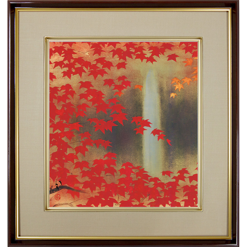 楽天市場】絹本 肉筆画 額装 「 満秋 」 70×62cm 日展入選画家