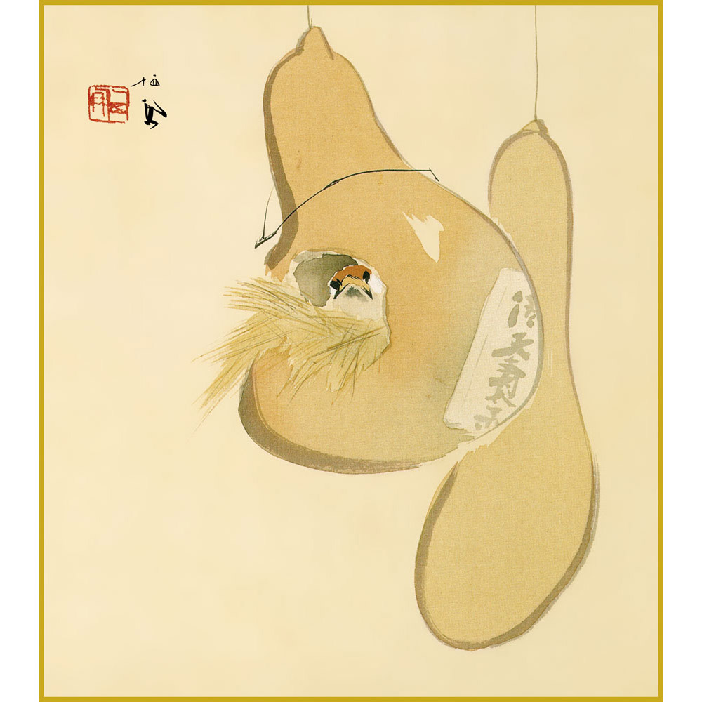 【真作】【複製】工芸画　竹内栖鳳　色紙　雀　帝室技芸員　Q181 竹内栖鳳【 雀 】 大塚巧藝社 複製画 額約45×42絵27×24CM - メルカリ