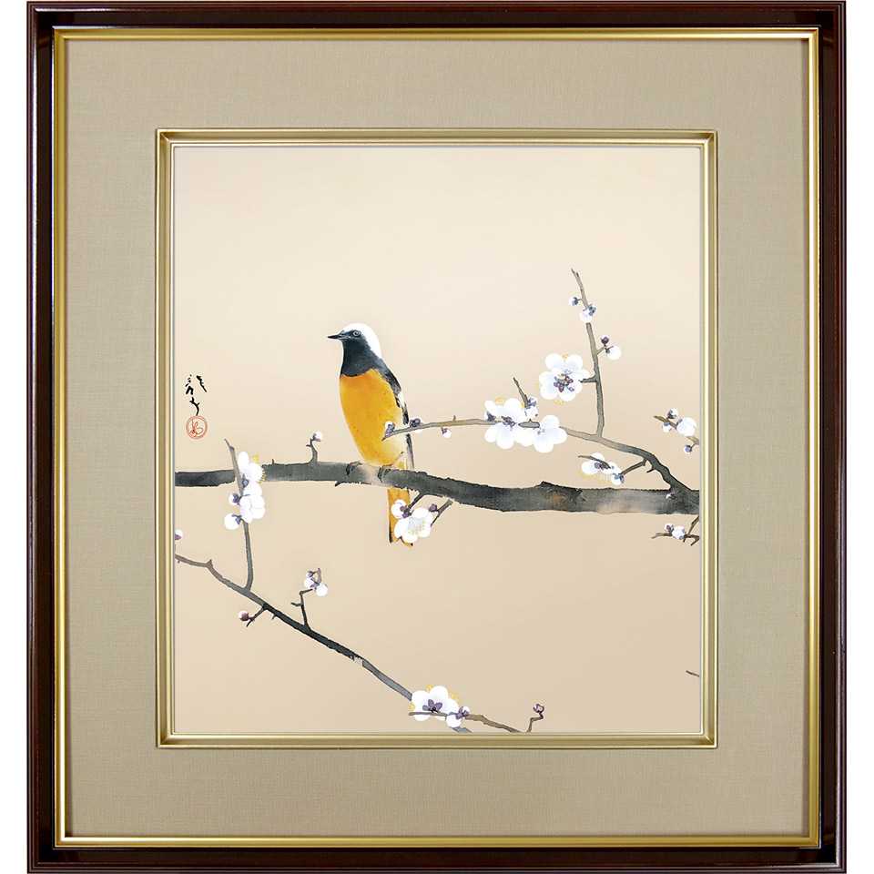 楽天市場】川合玉堂「川蝉」 複製画 額入り 色紙額 特殊工芸画