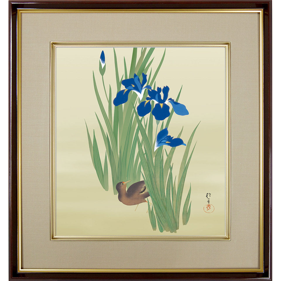 酒井抱一、枯芦白鷺図、超希少・大判画集画、新品高級額装付 酒井抱一 「十二か月花鳥図」 十一月 「芦に白鷺図」 複製掛軸