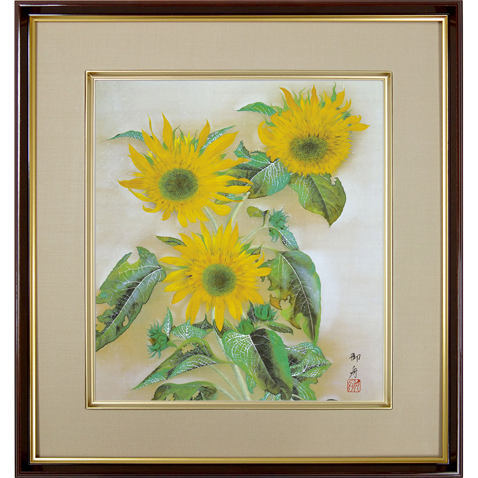 楽天市場】速水御舟「牡丹双華」複製画 額入り 色紙額 特殊工芸画 富貴