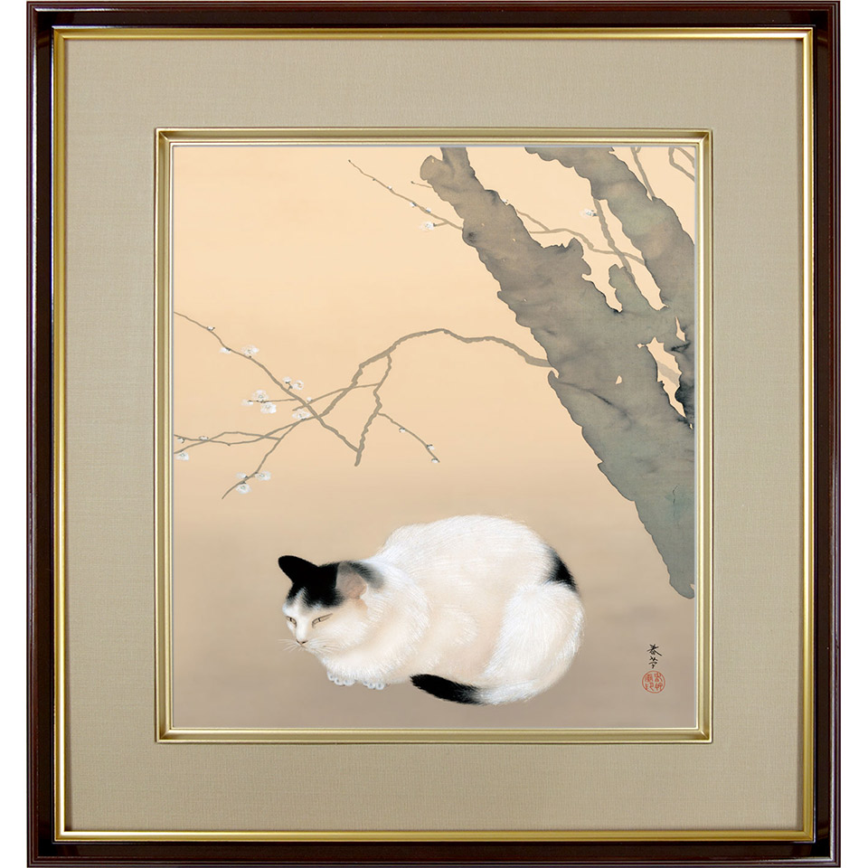 ファッション姫 通販 楽天市場】【色紙】 菱田春草「黒き猫」複製画 色紙 特殊工芸画 絵画