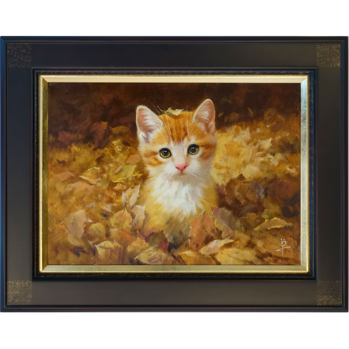 絵画 インテリア　油絵 F4-072019　子猫と女の子（蟻んこちゃん） 絵画 インテリア 油絵 F4-072019 子猫と女の子（蟻んこちゃん）