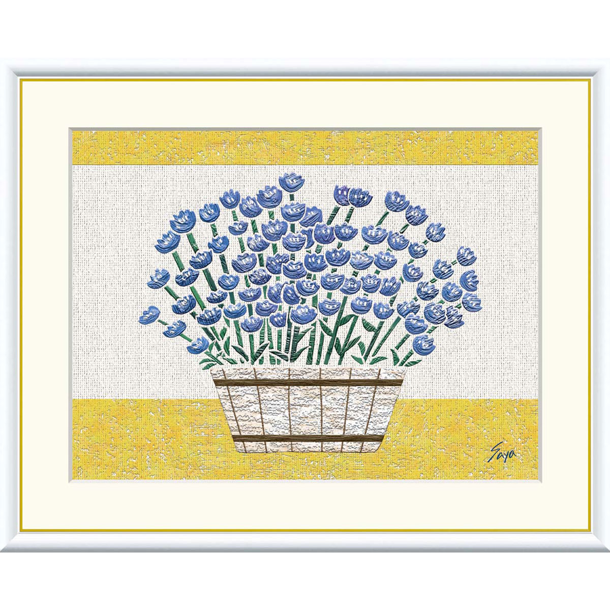 佐藤沙耶 「ラベンダー」 F8号（額外寸61ｘ49cm） 高精彩工芸画　額付き　複製画　静物画　風水　開運画　パープルの花　ブーケ　花言葉は「待ち人」「期待」