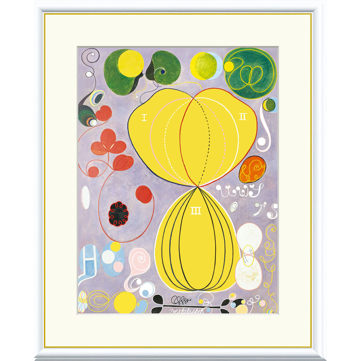 ヒルマ・アフ・クリント 「The Ten Largest, No.7, Adulthood」 F8号／F6号／F4号  高精彩工芸画 額付き 複製画 抽象絵画 スウェーデンの画家 ヒルマ・アフ・クリント財団／所蔵【J1-219】