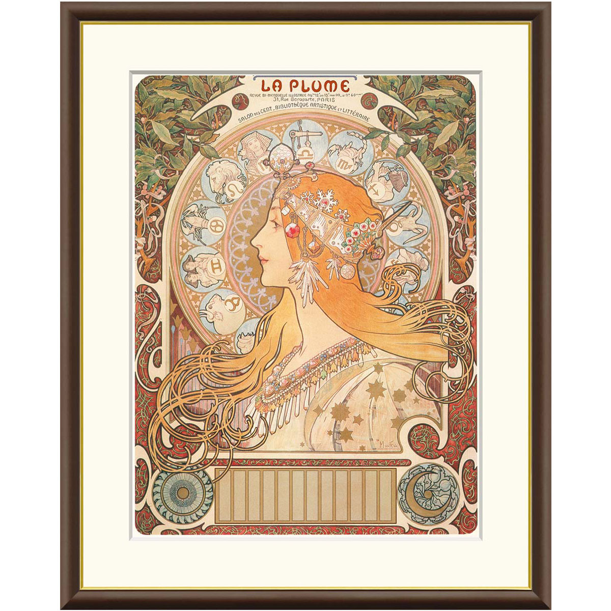 人物画　油絵　アルフォンス・ミュシャ　F8　額付き　手描き　肉筆 値下げ】 人物画 油絵 アルフォンス・ミュシャ F8 額付き 手描き