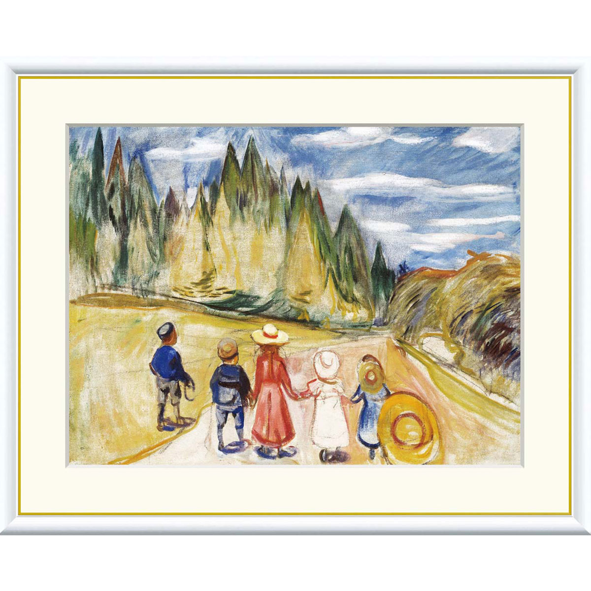 ムンク 「お伽の森の子供たち」F4号／F6号 美術工芸画 ジクレー版画 額入り 複製画 人物画 表現主義 ノルウェーの画家 ムンク美術館（ノルウェー）所蔵