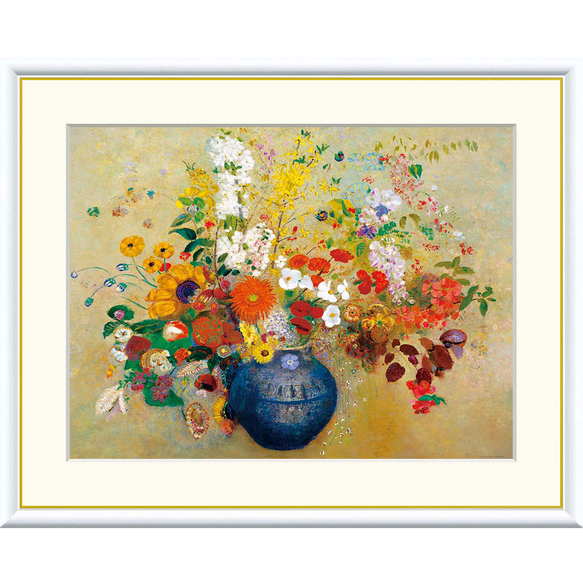 オディロン・ルドン、「首長の花瓶の野の花」、希少な画集画、 新品高級額装付、巨匠 オディロン・ルドン、「首長の花瓶の野の花」、希少な画集画