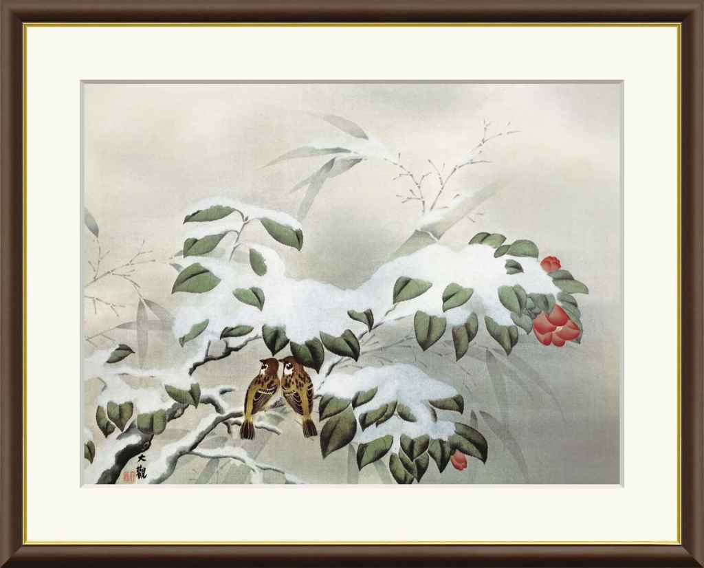 美品 掛け軸 横山大観筆 緑雨図 花鳥 名画 楽天市場】横山大観 「緑雨」F6号／F4号 高精彩工芸画 複製画 額