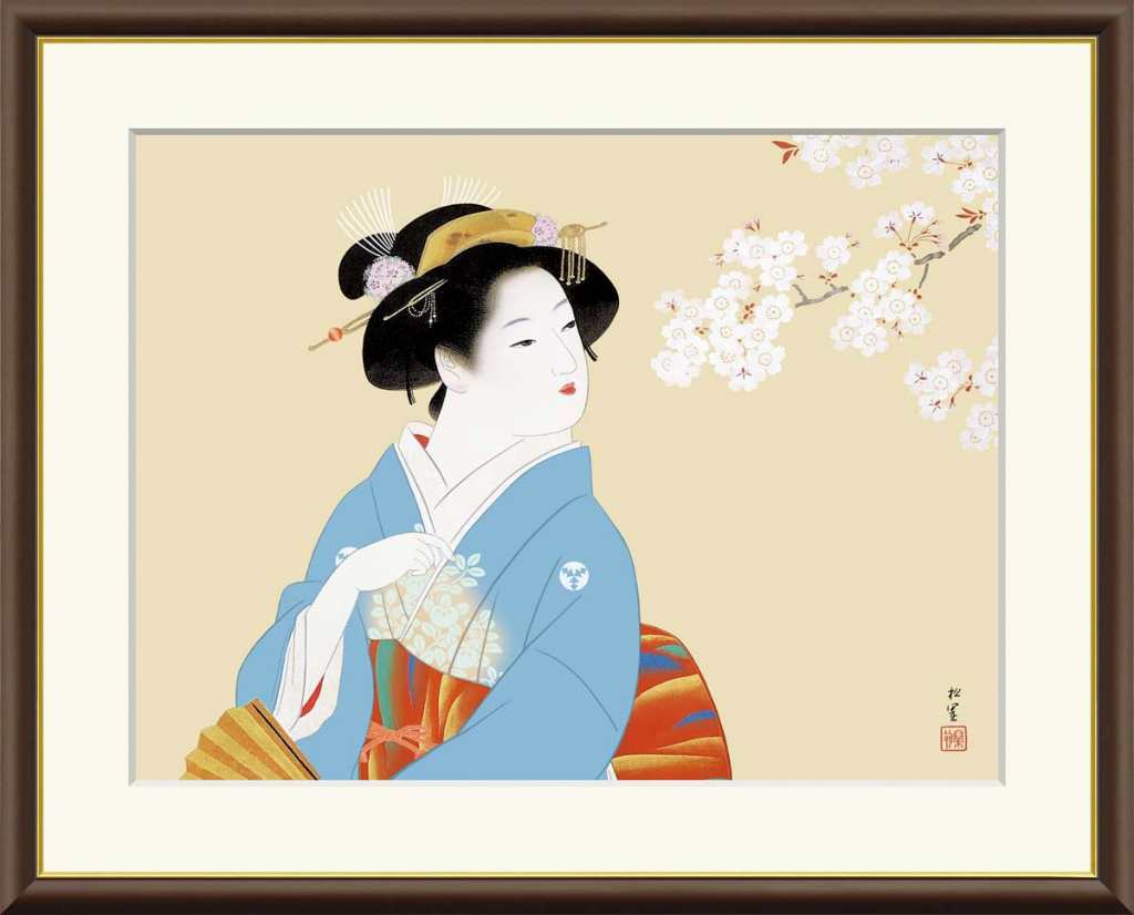 楽天市場】有名 画家 額入りアート 上村松園 「花下美人」 J2-027 F8