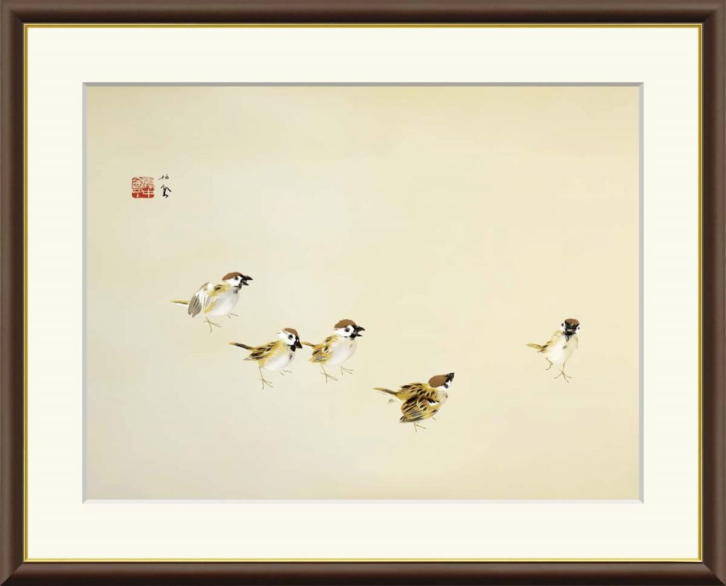 竹内栖鳳 「喜雀」F6号／F4号 高精彩工芸画 複製画 額付き 額絵 額装画 額入りの絵 日本画 名画レプリカ 6,600円