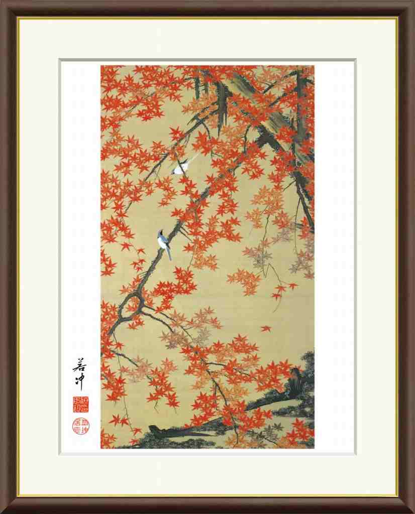 絵画・額縁・版画・山家 久幸・新品未使用・白鳥城の紅葉・美術品