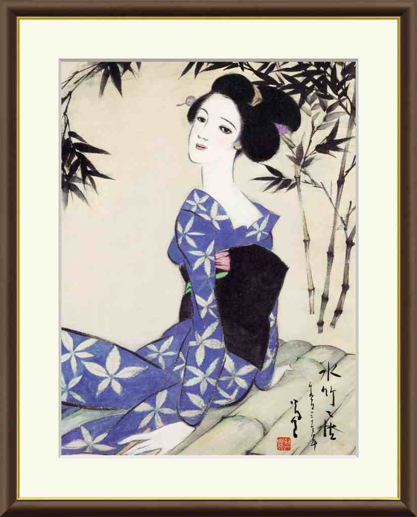 【模写】竹久夢二/美人画賛/掛軸/名家伝来/AA-873 模写】竹久夢二/美人画賛/掛軸/名家伝来/AA-873
