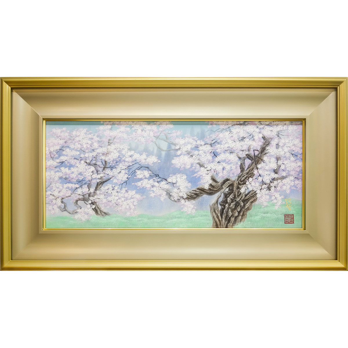 4578 額装　前田政晴　木版画「桜桃の季節」1/20 '90年　紙箱　送料無料 4578 額装 前田政晴 木版画「桜桃の季節」1/20 ´90年 紙箱 送料無料