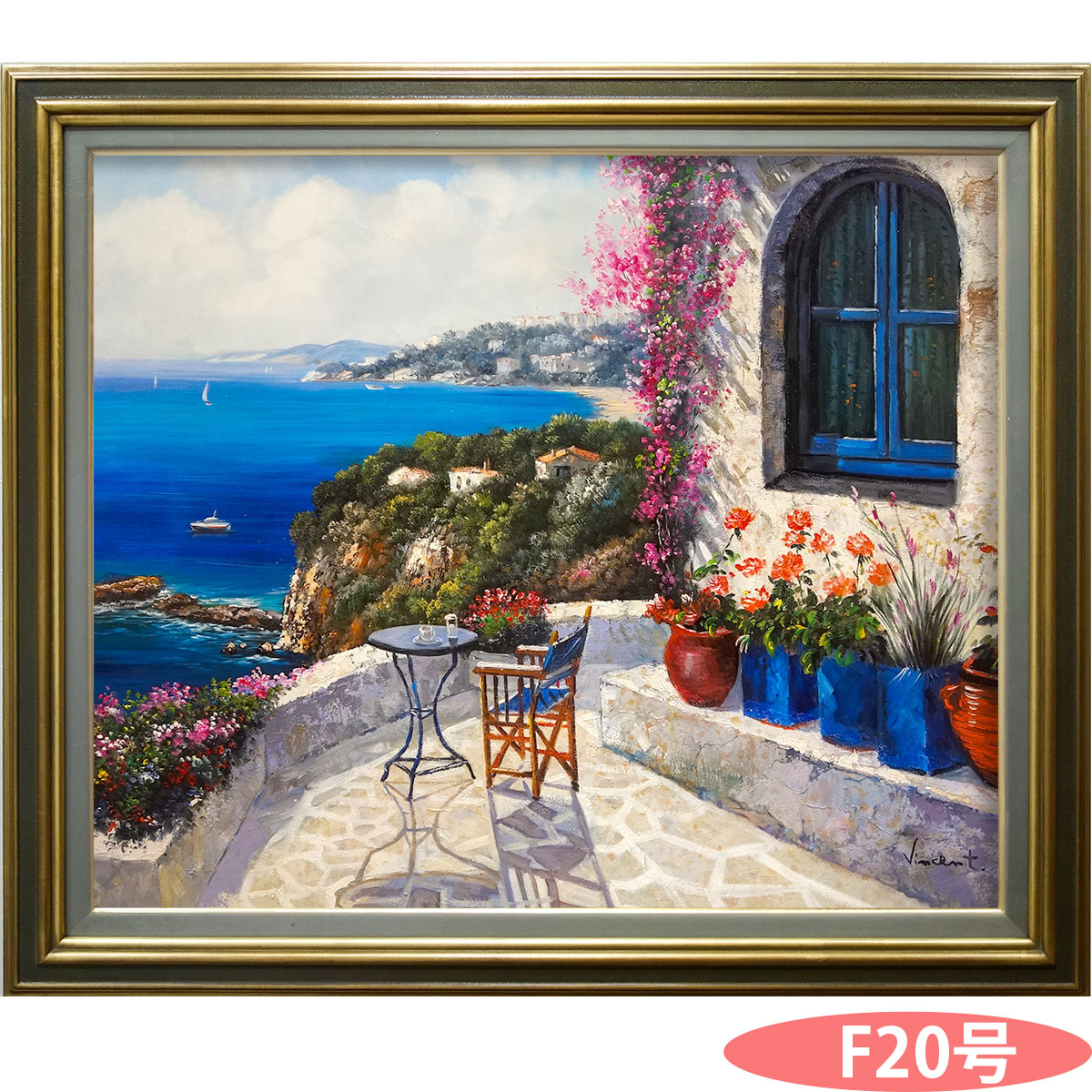 楽天市場】F10 ◎ 油彩画 「地中海の街（ギリシャ