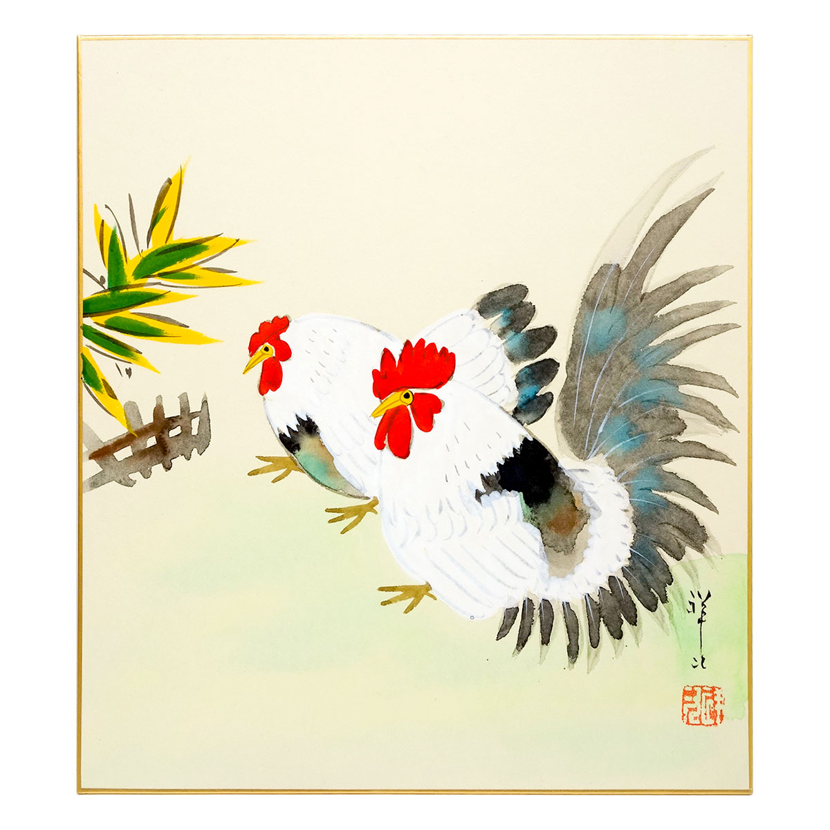 楽天市場】開運色紙 小林洛春 「春の野」 日本画 真筆 肉筆画