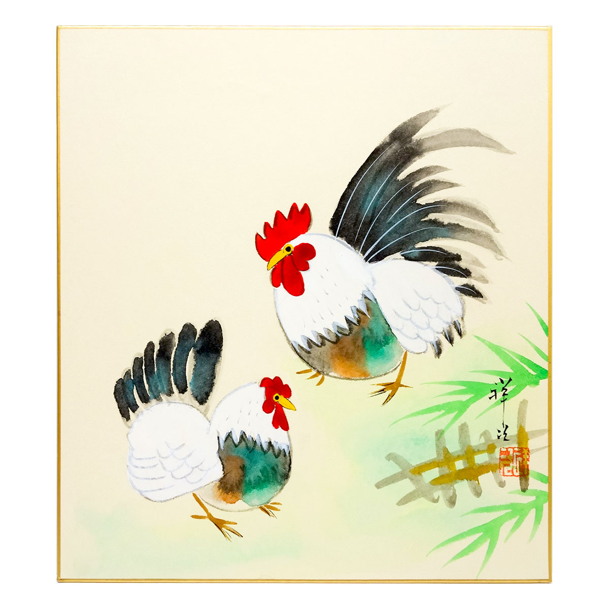 楽天市場】開運色紙 小林洛春 「春の野」 日本画 真筆 肉筆画 手描き