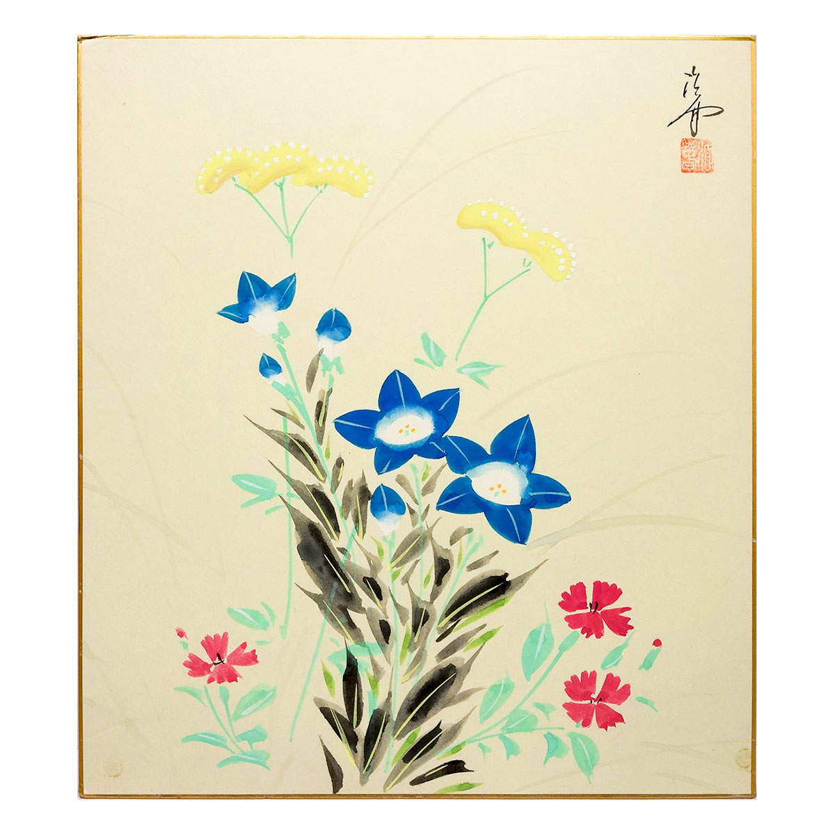 楽天市場】開運色紙 幸田一伸 「萩」 日本画 真筆 肉筆画 手描き