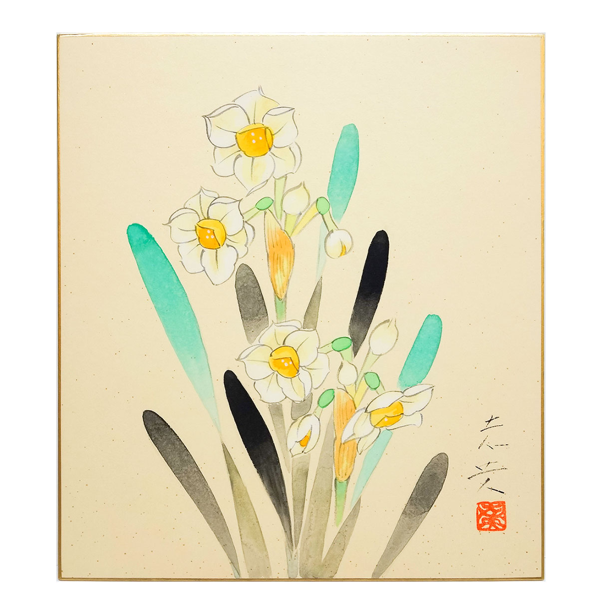楽天市場】開運色紙 小林洛春 「春の野」 日本画 真筆 肉筆画