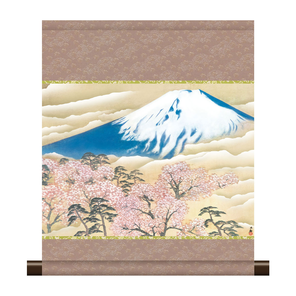 横山大観　河水清　工芸品　共箱有　Ｍ1007 模写】横山大観「大楠公像」掛軸 人物画 紙本 印刷 工芸 楠木