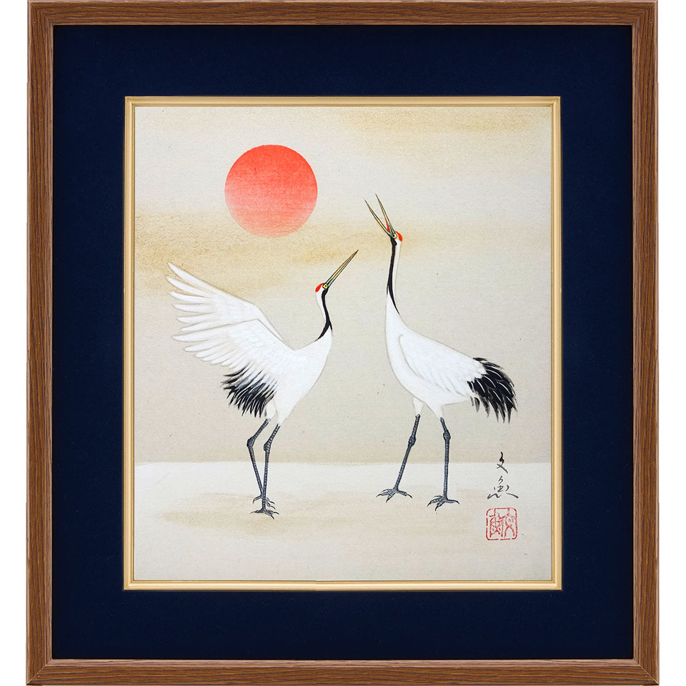 楽天市場】色紙額 中谷文魚 「赤達磨」 日本画 真筆 額入り 肉筆画