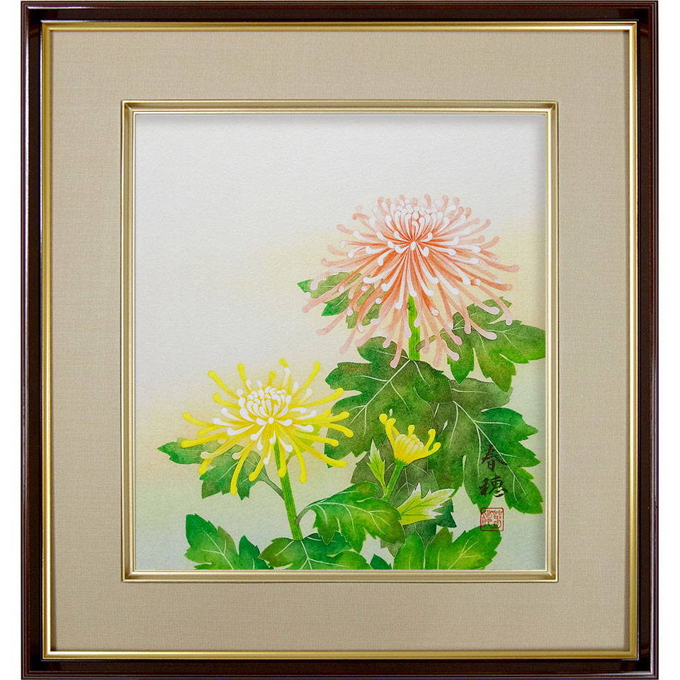 楽天市場】開運色紙 「水仙花」 日本画 真筆 肉筆画 手描き 花鳥風月