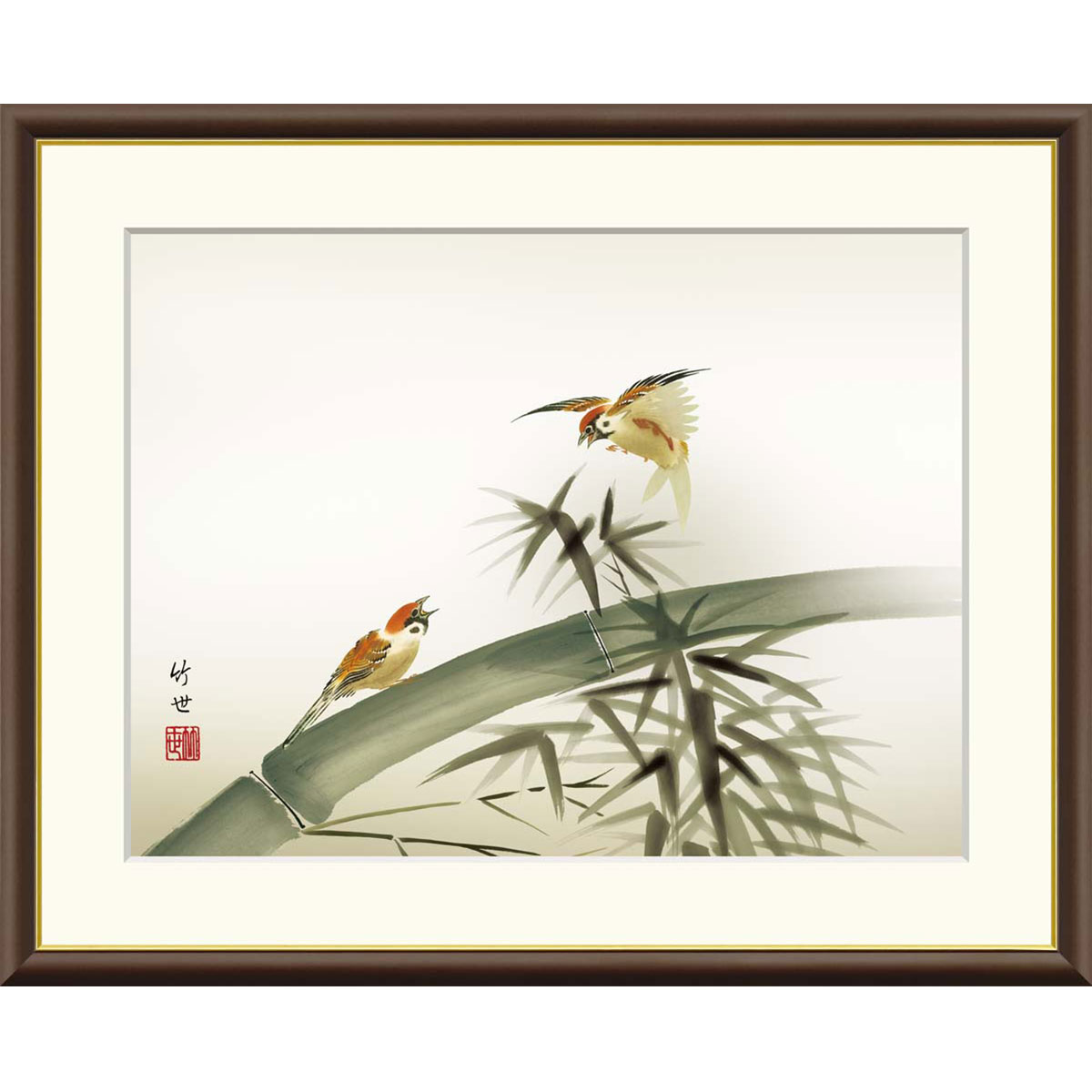 楽天市場】田村竹世 竹に雀 42×34cm 花鳥図 春夏秋冬 四季 年中飾り