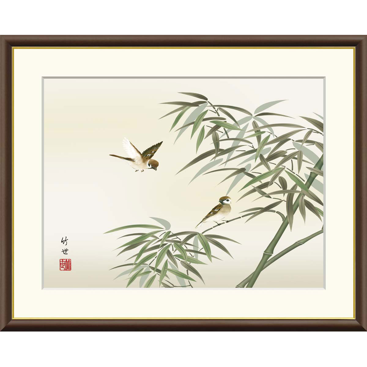楽天市場】田村竹世 竹に雀 42×34cm 花鳥図 春夏秋冬 四季 年中