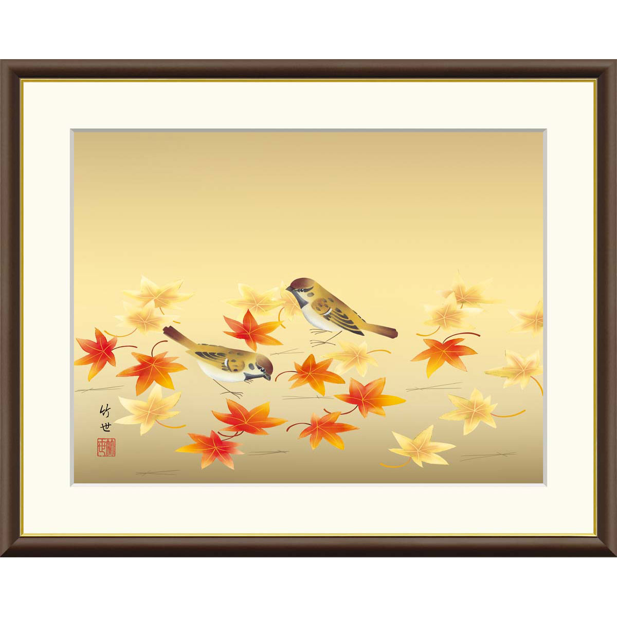 楽天市場】田村竹世 竹に雀 42×34cm 花鳥図 春夏秋冬 四季 年中飾り