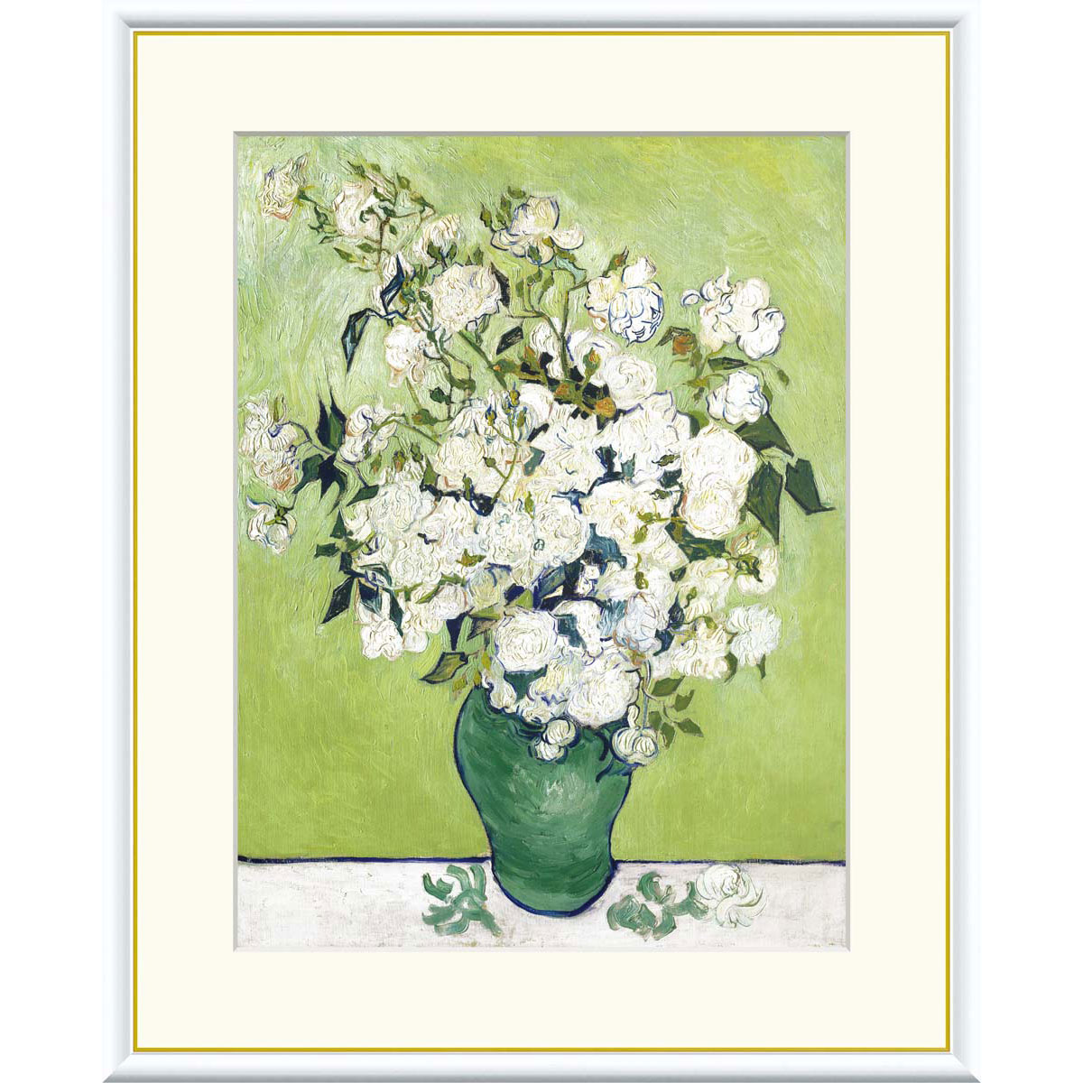 ゴッホ 「薔薇の花瓶」F4号／F6号 額入り 複製画 高精彩工芸画 額絵 額装画 名画 レプリカ 透明アクリル ポスト印象派 サン\u003dレミ時代 静物画 花瓶のばら J1-243