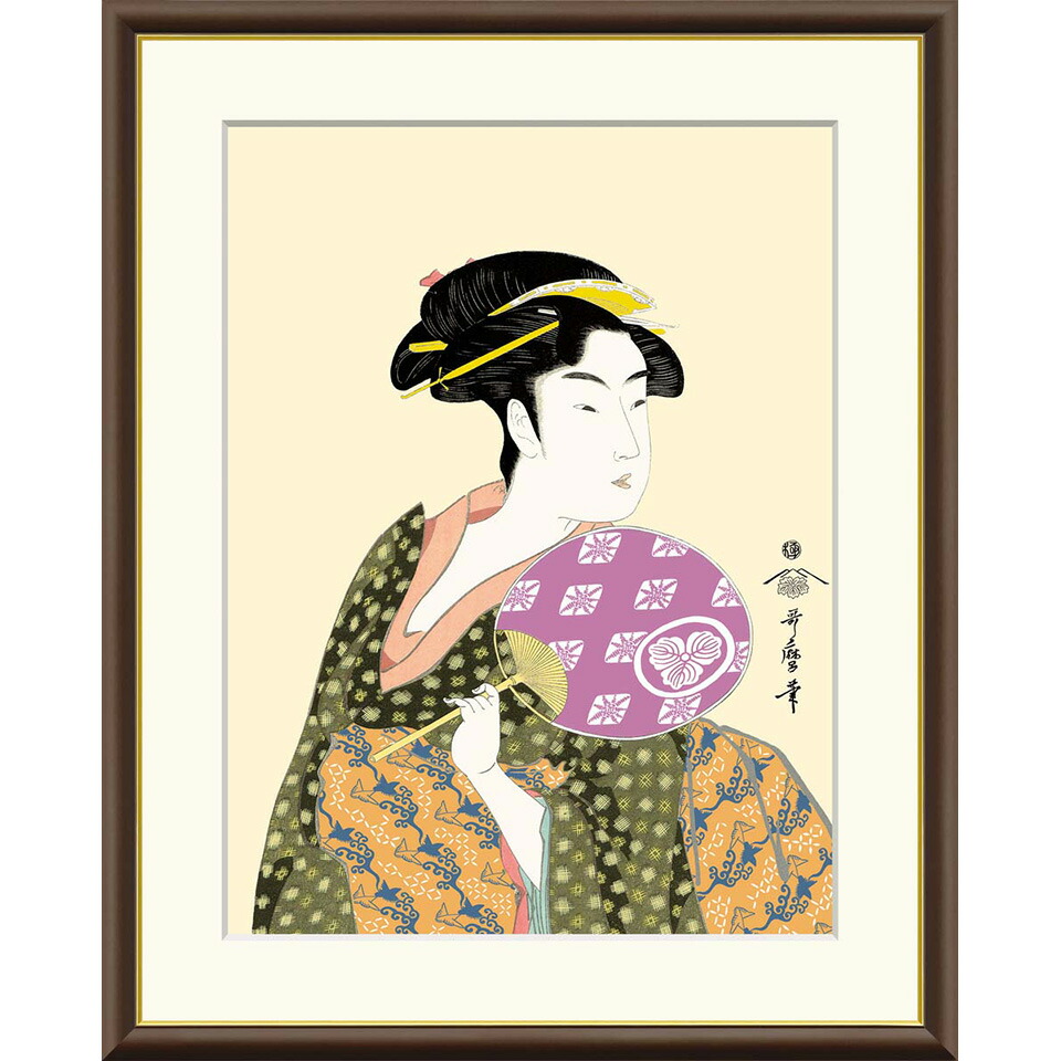 楽天市場】色紙絵 美人画【喜多川歌麿】団扇を持つおひさ 浮世絵 k3