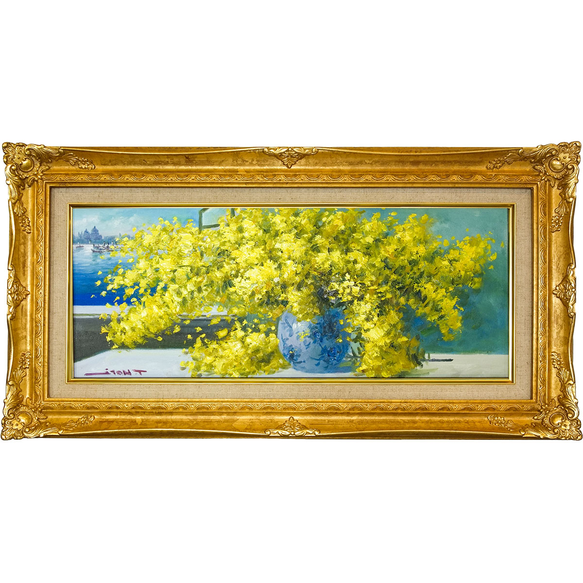 楽天市場】絵画 油絵 ミモザとカサブランカ F20号 （堀哲夫） 送料無料