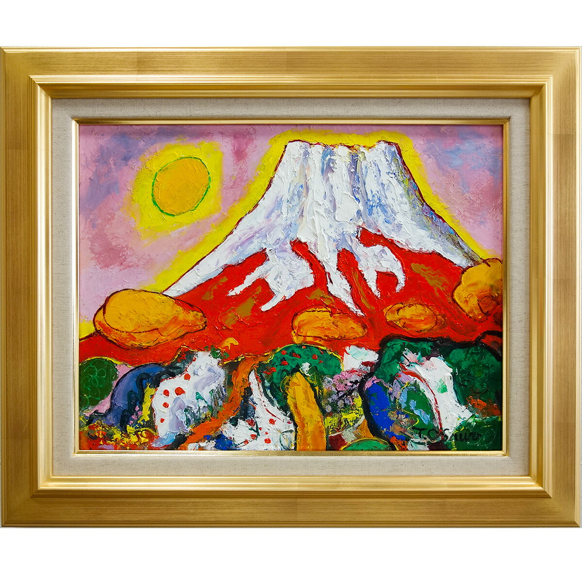 Sale【ART】土屋茂真筆(赤富士)6号 Sale【ART】土屋茂真筆(赤富士)6号