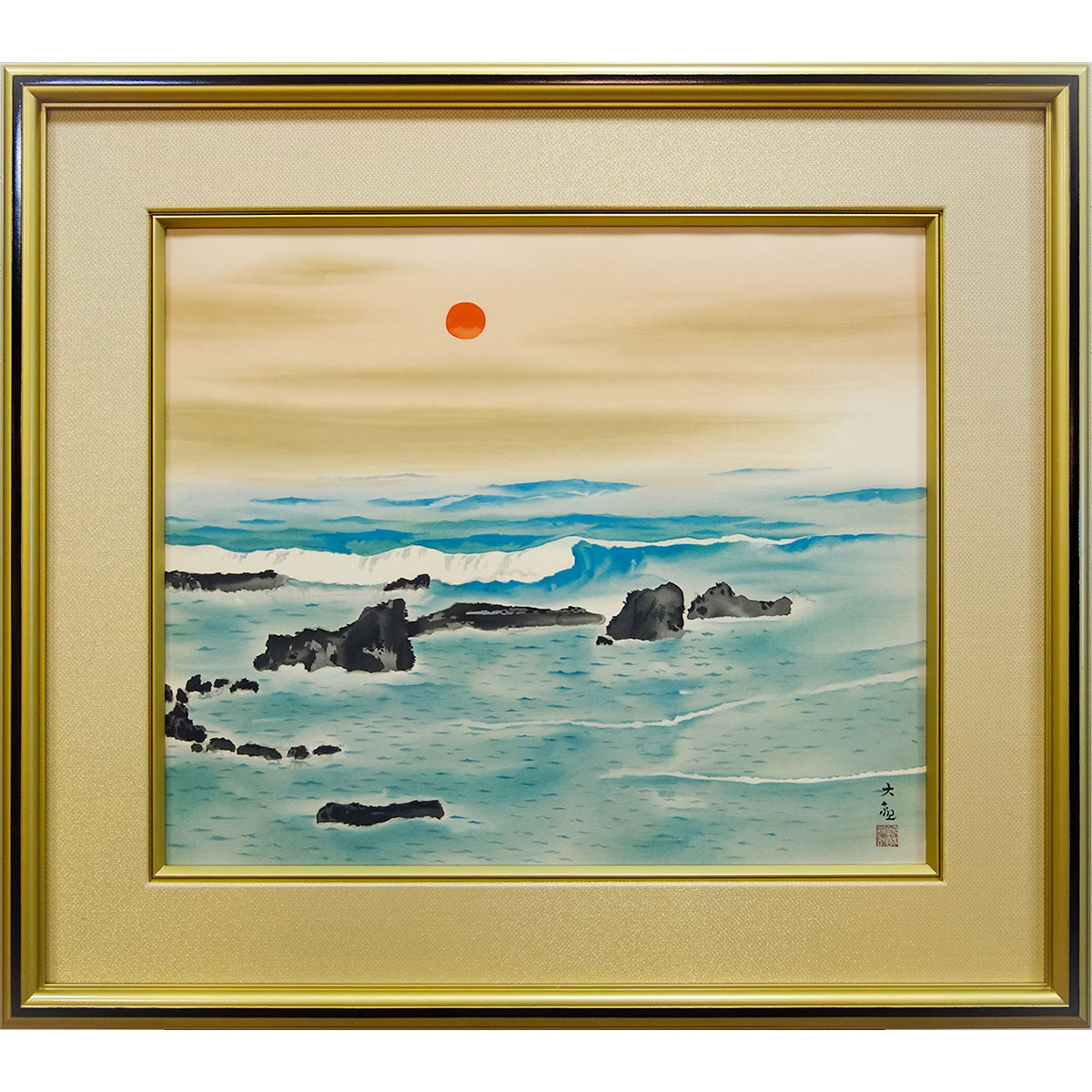 【複製】横山大観/海暾/海の旭日/工芸品/横物/掛軸/名家伝来/AA-147 複製】横山大観/海暾/海の旭日/工芸品/横物/掛軸/名家伝来/AA