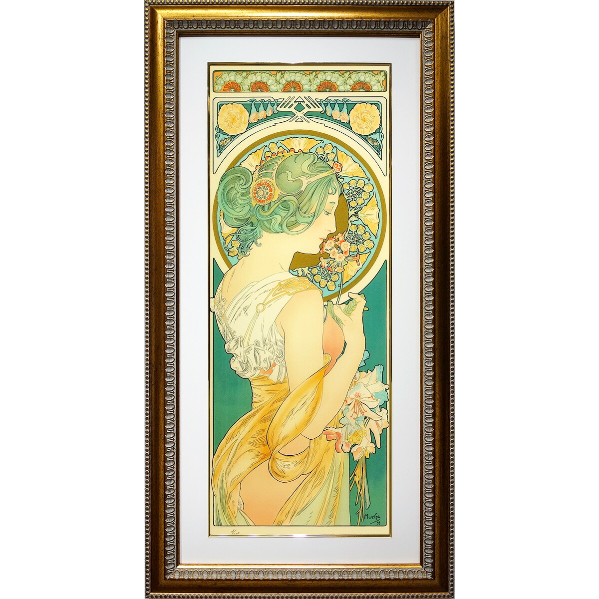 楽天市場】ミュシャ 「桜草」 リトグラフ（エスタンプ） 額入り