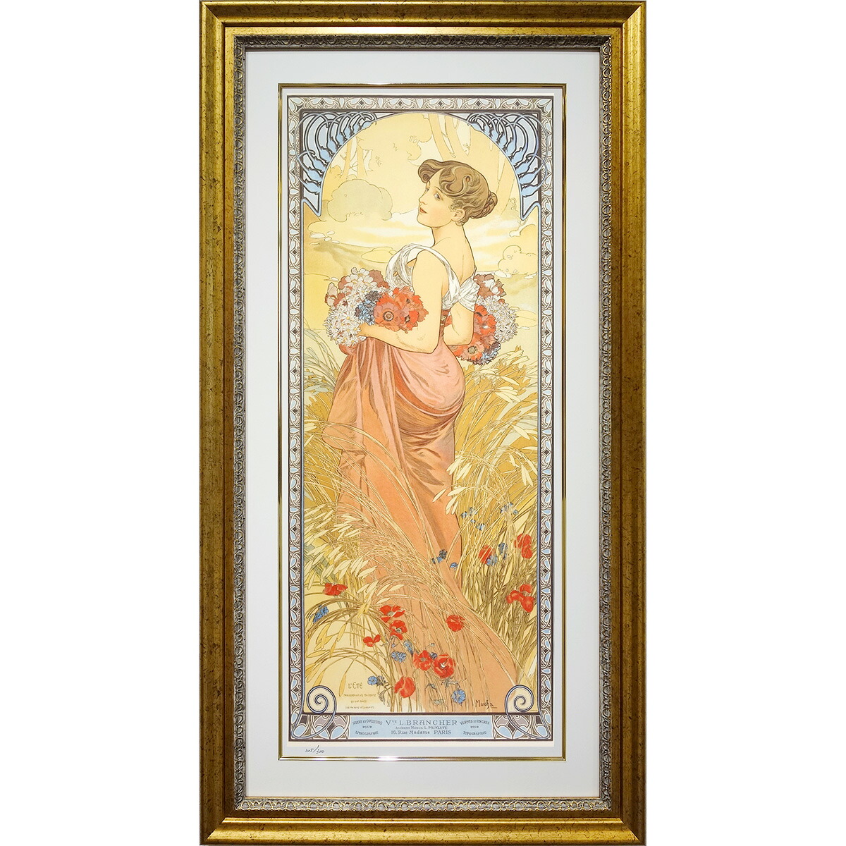 楽天市場】ミュシャ 「桜草」 リトグラフ（エスタンプ） 額入り