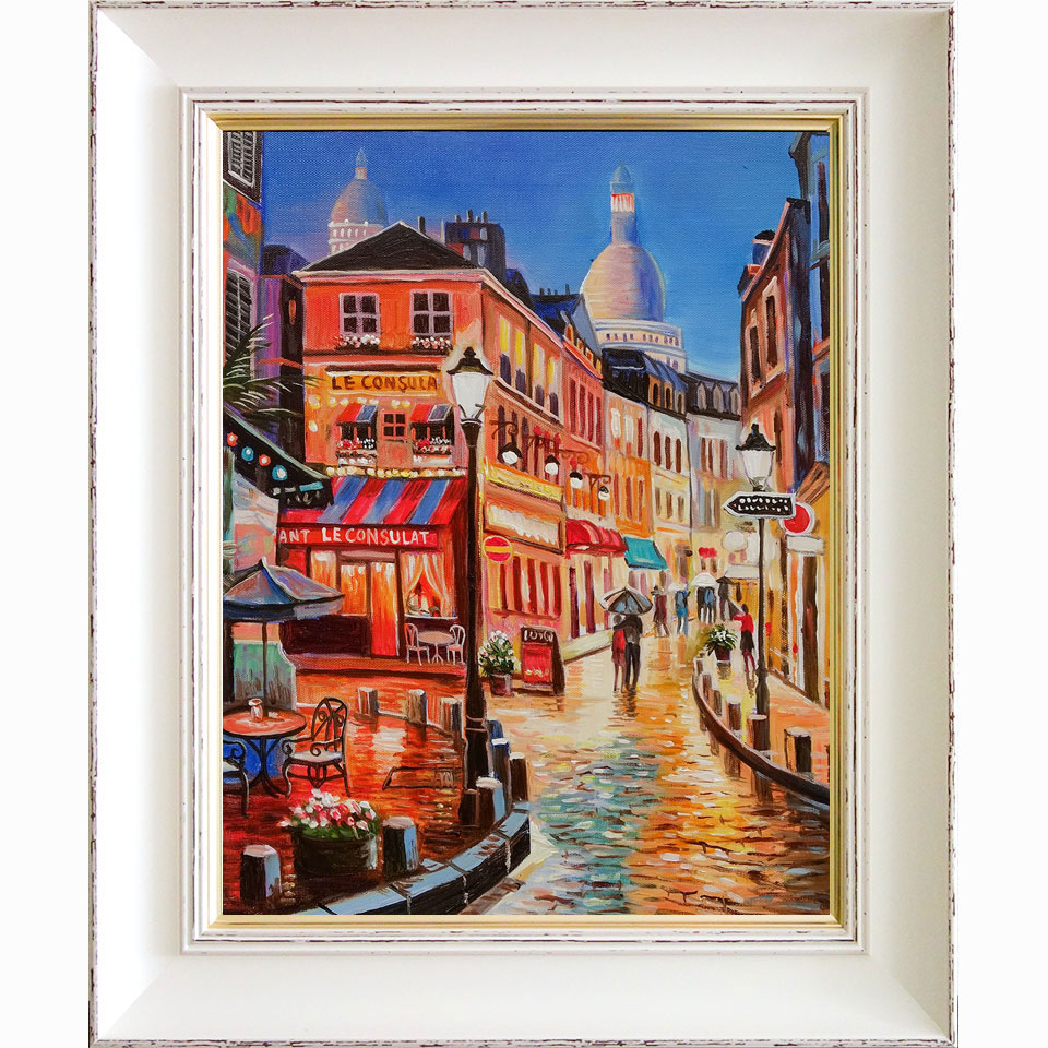 楽天市場】油彩画 F6号 広瀬和之 「パリの街角」 真筆 額入り 額装絵画