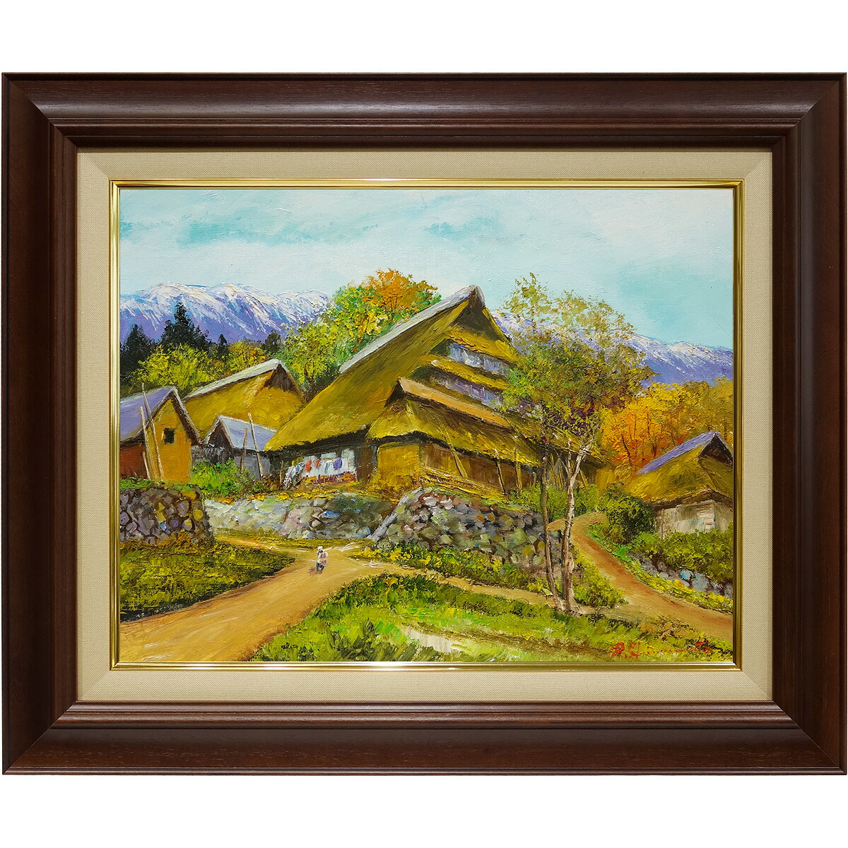 楽天市場】油彩画 F10号 猿渡一根 「晩秋 京都美山」 真筆 額入り 油絵
