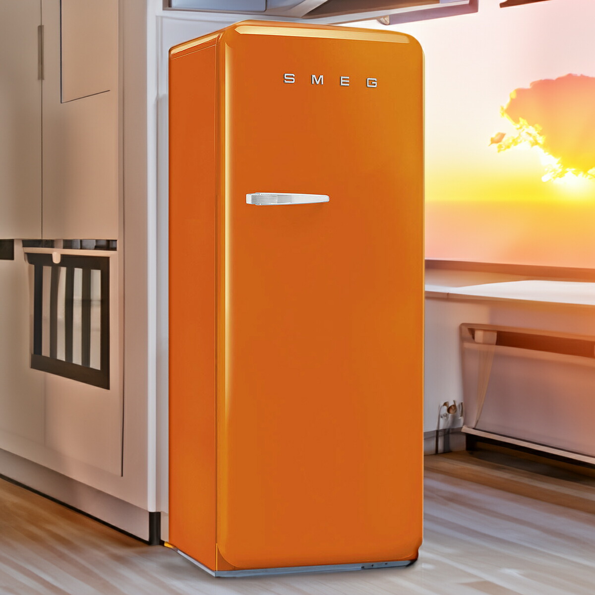 （日本置き目売りわたす店）【送りとどける・とり備える費込】SMEG 電気冷蔵庫 270L（一部屋の入り口・右食い違い）【orange/オレンジ色】FAB28ROR5JPスメッグ REFRIGERATOR レトロ 今めかしい家電 イタリア共和国ブランド名