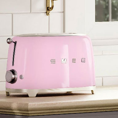 （日本置き目売りわたす店）SMEG ポップアップトースター２枚用【サクラ色】TSF01-PK-JPイタリア共和国家電ブランド名【スメッグ】レトロ ひな型 今めかしい家電 ご機嫌ブランド名 4枚～8枚切り 勝手もとブランド名 スメグ