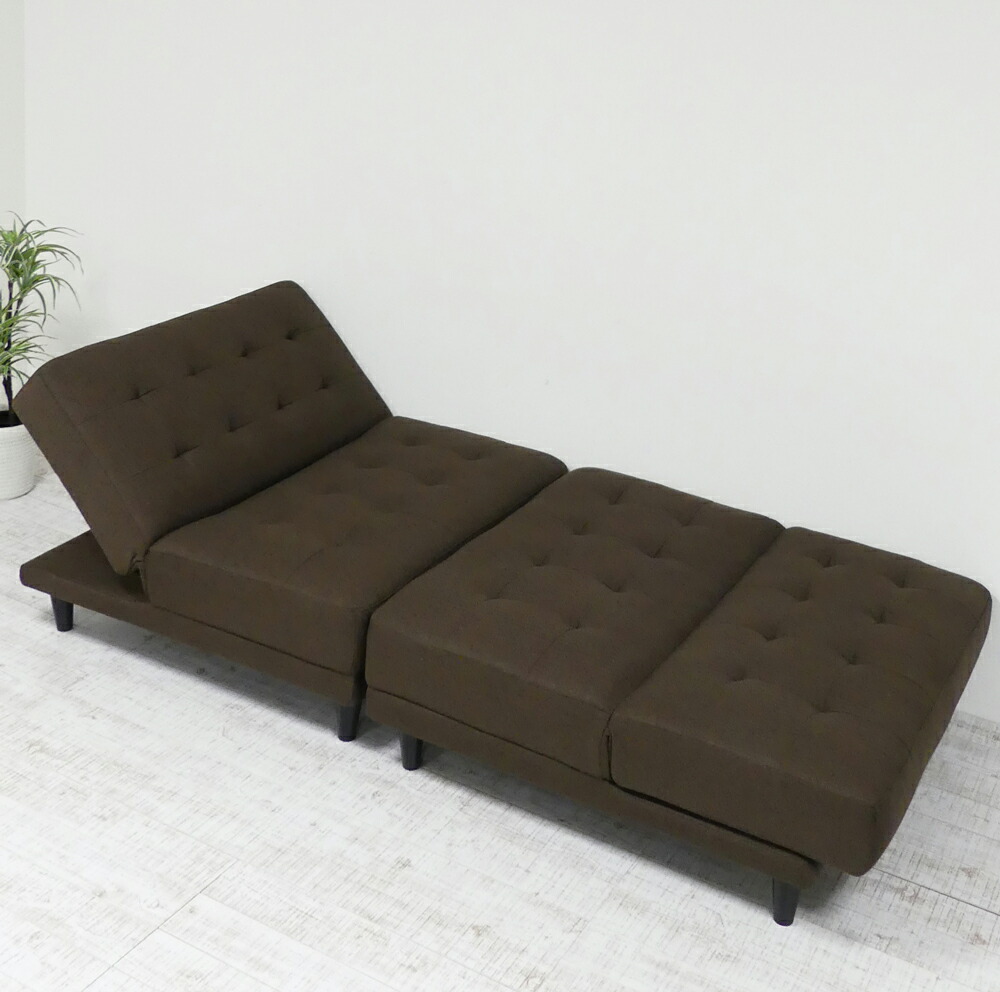 完成品 New 離せるソファーベッド【ダークブラウン】 クロシオ 11604 シングルソファ シングルベッド 3～4掛けソファ 4way ブラウン リクライニング チョコレート