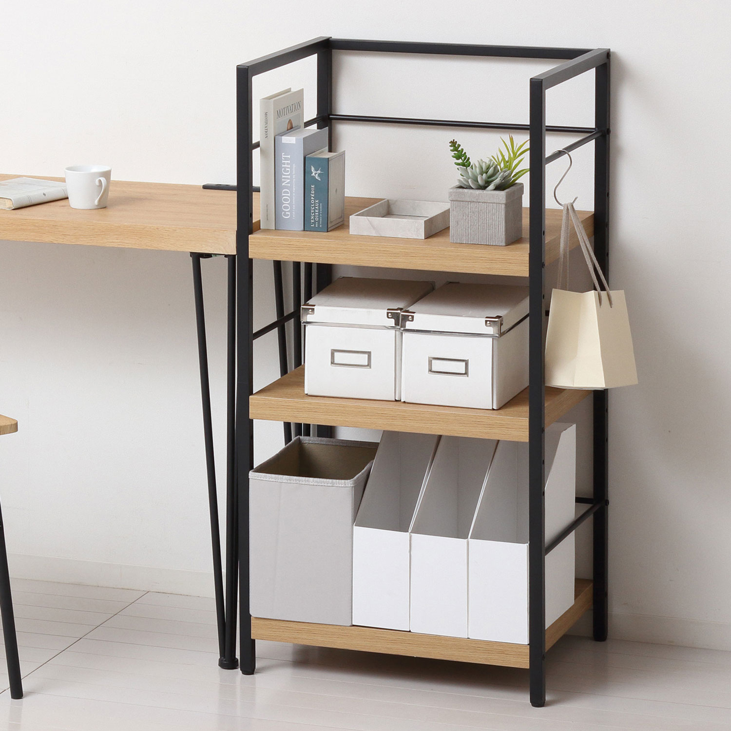 楽天市場】アート 3段ラック 可動棚 アジャスター付き 木製 サイド