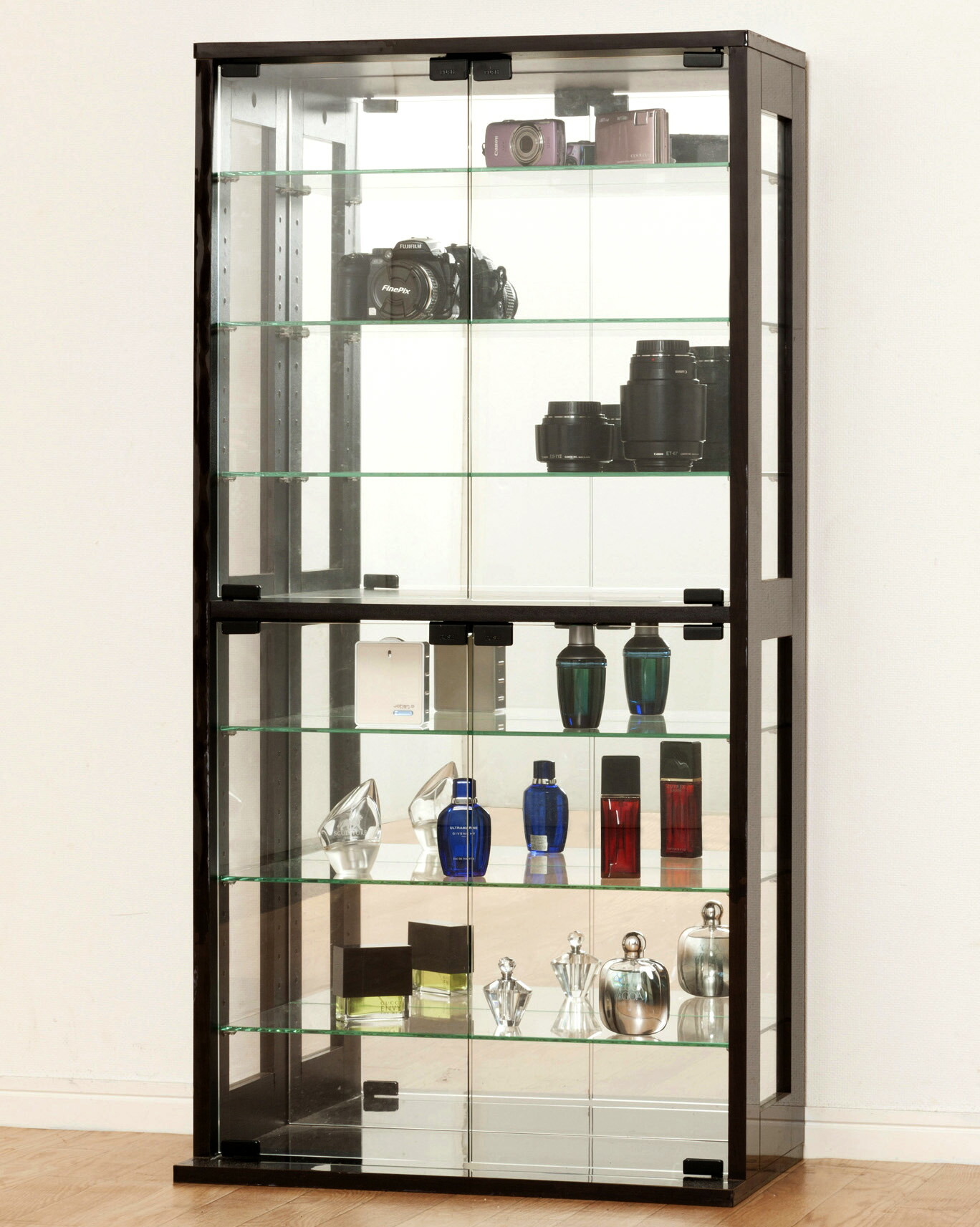 ひろ【新品】コレクションケース ガラス 3段スリム 棚 ブラック 楽天市場】コレクションケース 27051 ブラウン W600×D350×H1200mm