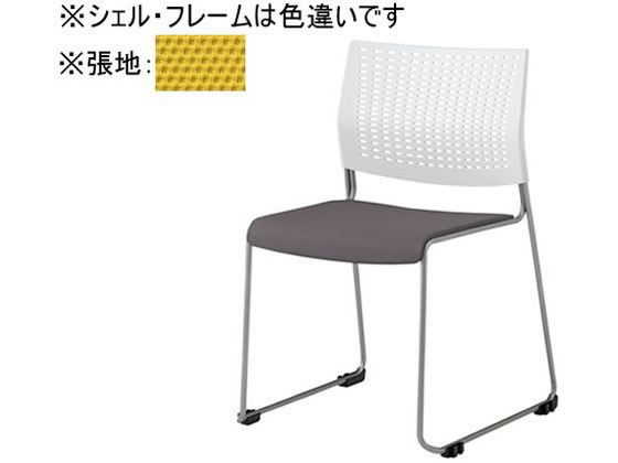【マラソン限定★ポイント2倍】【メーカー直送】オカムラ ケッテ チェア 座パッド ブラックフレーム ブラックシェル イエロー【代引不可】【組立・設置・送料無料】ループ脚 スタッキングチェア ミーティングチェア オフィス家具