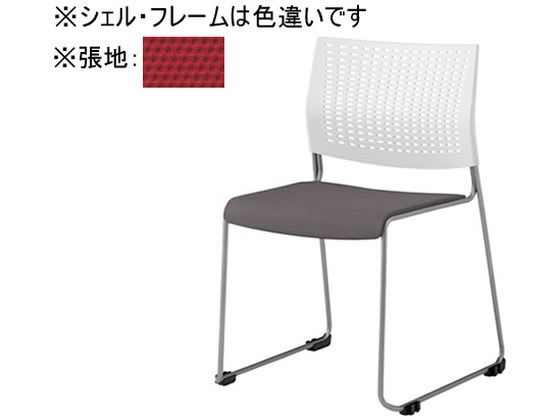【マラソン限定★ポイント2倍】【メーカー直送】オカムラ ケッテ チェア 座パッド ブラックフレーム ブラックシェル レッド【代引不可】【組立・設置・送料無料】ループ脚 スタッキングチェア ミーティングチェア オフィス家具